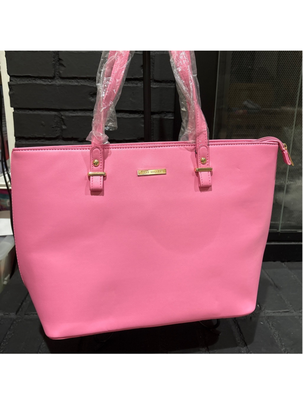 Women's Amy Miller Pink Tote Bag One Size with Gold Hardware